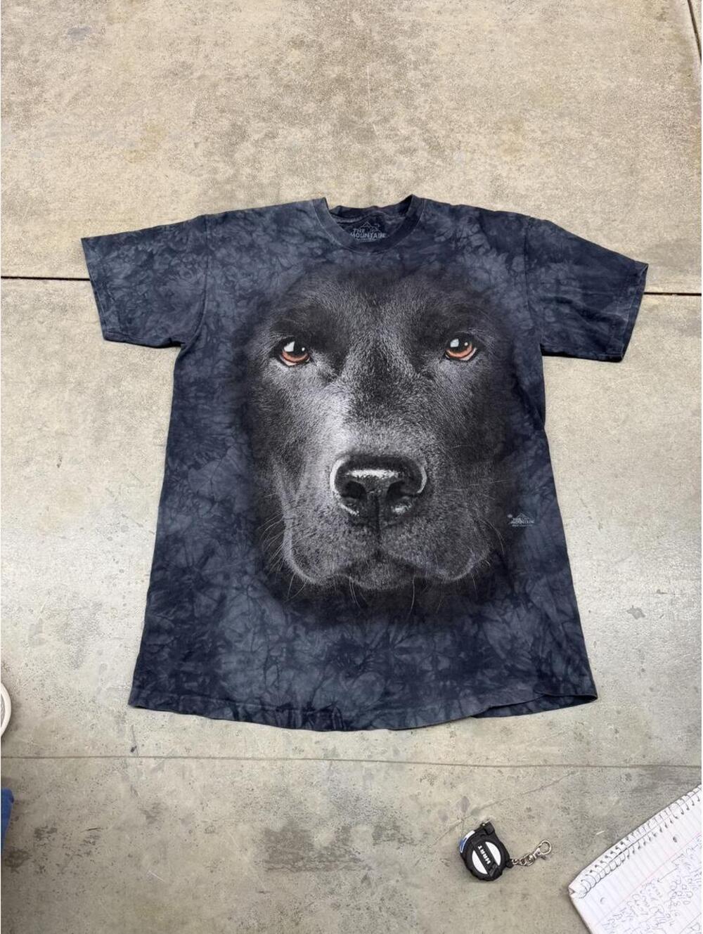 vintage black lab dog nature animal pet the mountain navy shirt size large